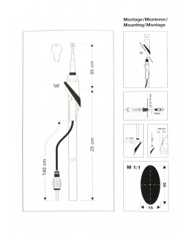 Antenne latérale 1point fouet noire universelle 15-405G